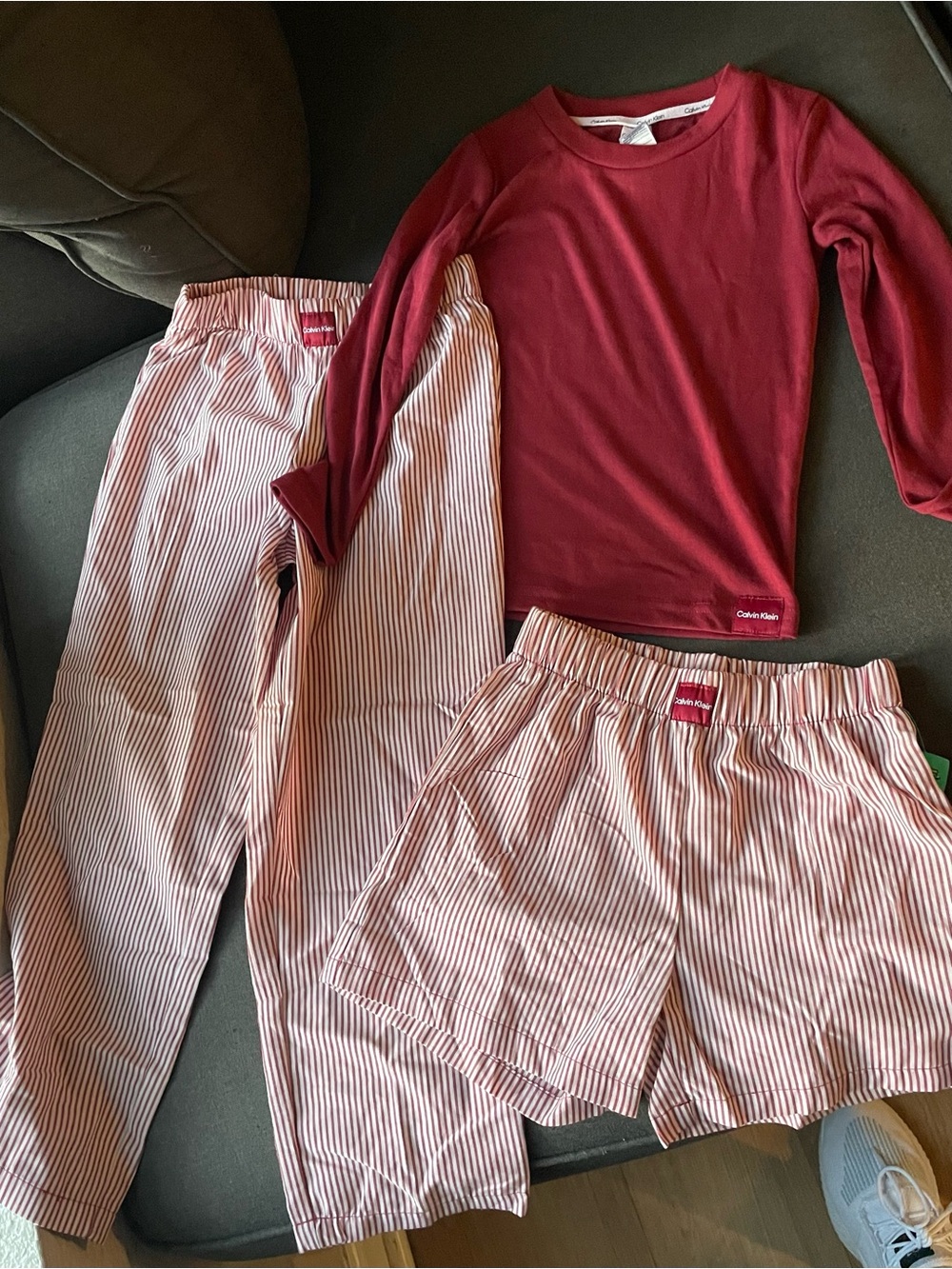 Calvin Klein Red and White Striped Lounge Set